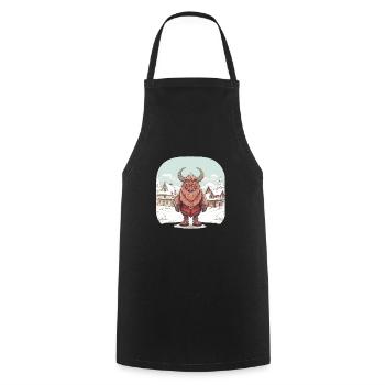 Krampus T | Krampus Kostüm | Kawaii Weihnachtsmann - Kochschürze - Schwarz - Vorne - AI Model Male 185 dark (185cm)