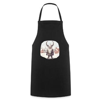 Krampus mask costume Kramperl evil Santa Claus - Cooking Apron - black - Front - AI Model Male 185 dark (185cm)