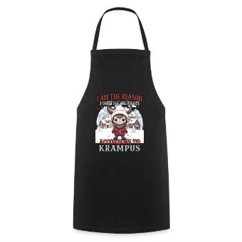 Krampus Kramperl | Krampus Kostüm Weihnachtsmann - Kochschürze - Schwarz - Vorne - AI Model Male 185 dark (185cm)
