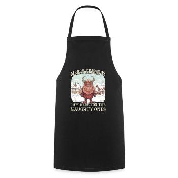 Krampus mask Krampus costume evil Santa Claus - Cooking Apron - black - Front - AI Model Male 185 dark (185cm)