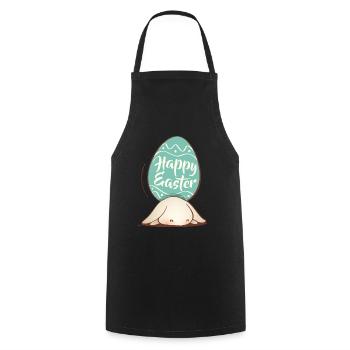 Doux lapin de Pâques avec oeuf coloré et lettrage - Tablier de cuisine - noir - Devant - AI Model Male 185 dark (185cm)