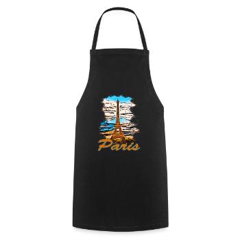 Paris France Orange Art Design - Tablier de cuisine - noir - Devant - AI Model Male 185 dark (185cm)