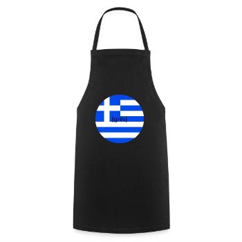 Greece phonetic transcription | Greek flag - Cooking Apron - black - Front - AI Model Male 185 dark (185cm)