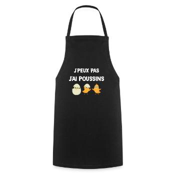 Je peux pas j'ai poussin. Humour poule - Tablier de cuisine - noir - Devant - AI Model Male 185 dark (185cm)