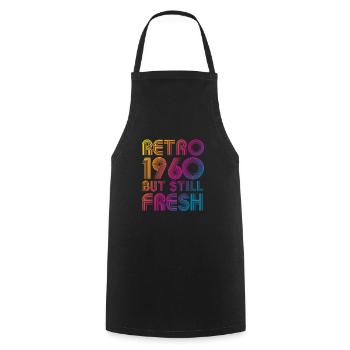 Vintage 1960 - Cooking Apron - black - Front - AI Model Male 185 dark (185cm)