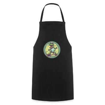 Cool T-Rex with baseball cap on skateboard - Cooking Apron - black - Front - AI Model Male 185 dark (185cm)