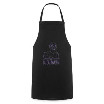 Leseratte Silhouette - Für Bücherwürmer und - Kochschürze - Schwarz - Vorne - AI Model Male 185 dark (185cm)