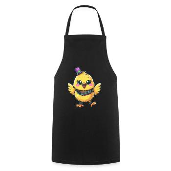 Poulet et poussins de Mardi Gras - Tablier de cuisine - noir - Devant - AI Model Male 185 dark (185cm)