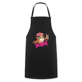 KLARA - Beautiful Girl Name with Cute OWL - Cooking Apron - black - Front - AI Model Male 185 dark (185cm)
