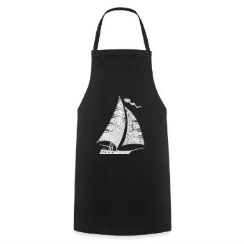 Minimalist Sailboat Sailing Sailing Yacht Sea - Cooking Apron - black - Front - AI Model Male 185 dark (185cm)