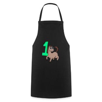 1 Jahr alt - Einschulung - Pferd Motiv - Zahl 1 - Kochschürze - Schwarz - Vorne - AI Model Male 185 dark (185cm)