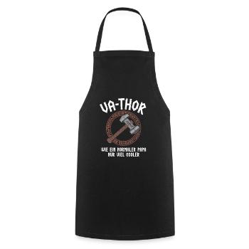 Papa Papa Thor Cool Cadeau de Fête des Pères - Tablier de cuisine - noir - Devant - AI Model Male 185 dark (185cm)