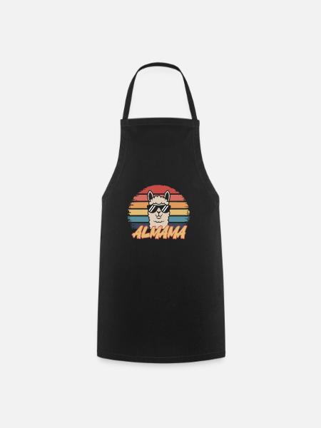 Retro Alpaka Shirt – ALMAMA Design - Kochschürze - Schwarz