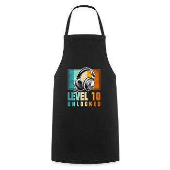 10e anniversaire Garçon Vidéo Gamer Niveau 10 Débloqué - Tablier de cuisine - noir - Devant - AI Model Male 185 dark (185cm)