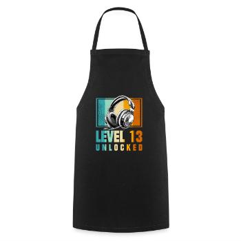 13th Birthday Boy Video Gamer Level 13 Unlocked - Cooking Apron - black - Front - AI Model Male 185 dark (185cm)