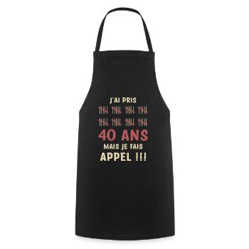 40 ans anniversaire - Tablier de cuisine - noir - Devant - AI Model Male 185 dark (185cm)