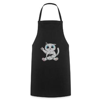 Britische Gamer Kurzhaar Katze Gaming Welpe - Kochschürze - Schwarz - Vorne - AI Model Male 185 dark (185cm)