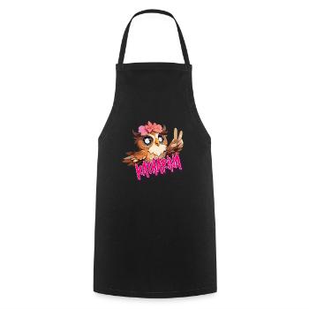KATHARINA - Beautiful girl name with cute OWL - Cooking Apron - black - Front - AI Model Male 185 dark (185cm)