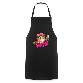 KATRIN - Beautiful girl name with cute OWL - Cooking Apron - black - Front - AI Model Male 185 dark (185cm)