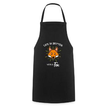 Fox Funny Cute Foxes - Cooking Apron - black - Front - AI Model Male 185 dark (185cm)
