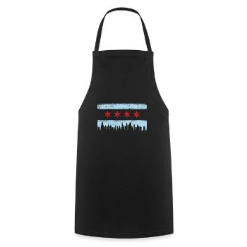 Chicago Skyline Drapeau Chicagoan Vêtements cadeau - Tablier de cuisine - noir - Devant - AI Model Male 185 dark (185cm)