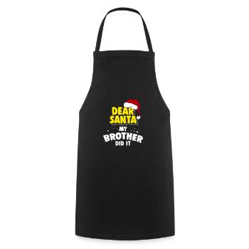 Funny Christmas Brother Did It Sibling Pun Xmas - Cooking Apron - black - Front - AI Model Male 185 dark (185cm)