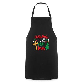 Christmas Jesus Religion Xmas Apparel - Cooking Apron - black - Front - AI Model Male 185 dark (185cm)