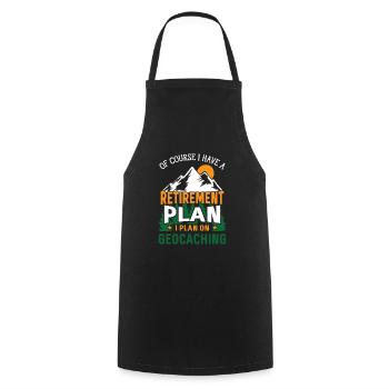 Plan de retraite Géocaching Drôle de géocache - Tablier de cuisine - noir - Devant - AI Model Male 185 dark (185cm)