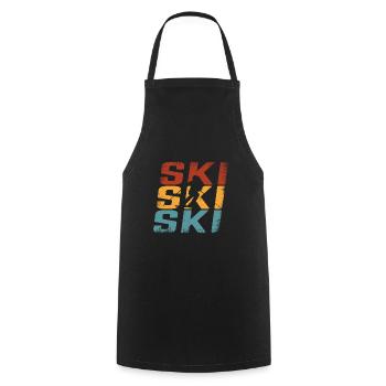 Ski rétro Ski - Tablier de cuisine - noir - Devant - AI Model Male 185 dark (185cm)