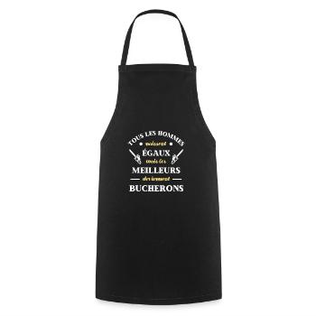 hommes égaux bucheron homme humour idée cadeau - Tablier de cuisine - noir - Devant - AI Model Male 185 dark (185cm)