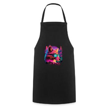 Rétro Futuriste Synthwave Fox - Tablier de cuisine - noir - Devant - AI Model Male 185 dark (185cm)
