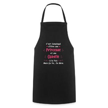 C'est compliqué d'être une princesse et ophélie - Tablier de cuisine - noir - Devant - AI Model Male 185 dark (185cm)