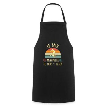 bmx m'appelle homme humour ado vintage idée cadeau - Tablier de cuisine - noir - Devant - AI Model Male 185 dark (185cm)