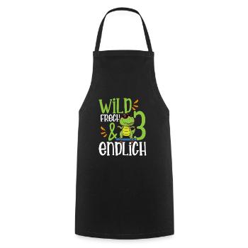 Wild Frech & endlich 3 dritter Geburtstag - Kochschürze - Schwarz - Vorne - AI Model Male 185 dark (185cm)