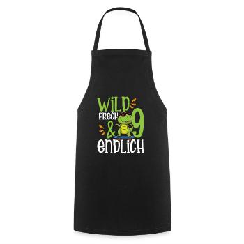 Wild Frech & endlich 9 neunter Geburtstag - Kochschürze - Schwarz - Vorne - AI Model Male 185 dark (185cm)