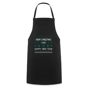 Merry Christmas and a Merry Christmas Eve - Cooking Apron - black - Front - AI Model Male 185 dark (185cm)