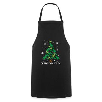Dinosaur Christmas Tree T-Rex Christmas - Cooking Apron - black - Front - AI Model Male 185 dark (185cm)