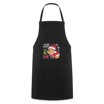 Capybara sapin de Noël père Noël - Tablier de cuisine - noir - Devant - AI Model Male 185 dark (185cm)