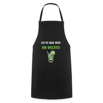 Cette fille veut un mojito - Tablier de cuisine - noir - Devant - AI Model Male 185 dark (185cm)