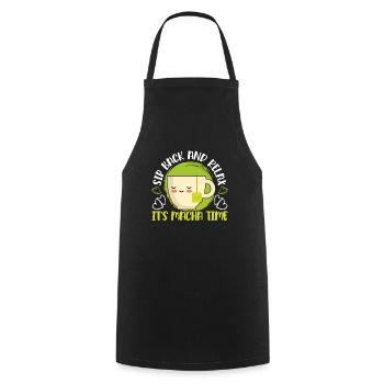 Matcha Tee Liebhaber Matcha Sprüche Tee Zeit - Kochschürze - Schwarz - Vorne - AI Model Male 185 dark (185cm)