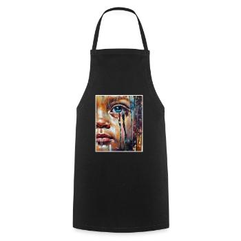 Abstract Sad Girl Unhappy People - Cooking Apron - black - Front - AI Model Male 185 dark (185cm)