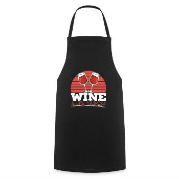 14. Februar Valentinstag-Geschenk Wein - Kochschürze - Schwarz - Vorne - AI Model Male 185 dark (185cm)