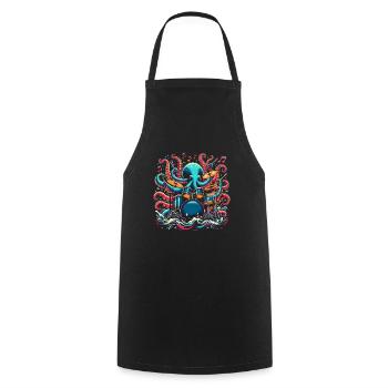 Drummer Drums Octopus Octopus - Cooking Apron - black - Front - AI Model Male 185 dark (185cm)