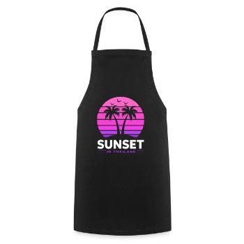 Coucher de soleil en Thaïlande Vacances Palmiers Pleine Lune - Tablier de cuisine - noir - Devant - AI Model Male 185 dark (185cm)