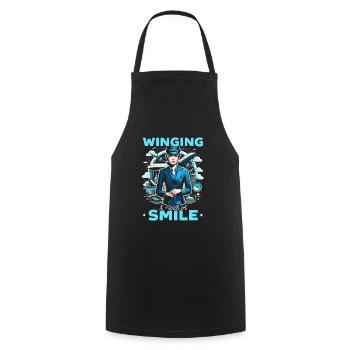 Hôtesse de l’air Hôtesse de l’air Aviation - Tablier de cuisine - noir - Devant - AI Model Male 185 dark (185cm)