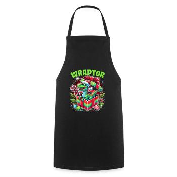 Dinosaur Christmas Santa Claus Christmas - Cooking Apron - black - Front - AI Model Male 185 dark (185cm)