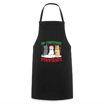 Cat Christmas Holiday Time - Cooking Apron - black - Front - AI Model Male 185 dark (185cm)