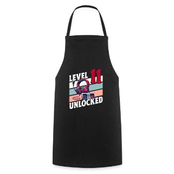 11E ANNIVERSAIRE GARÇON RETRO GAMER NIVEAU DE JEU - Tablier de cuisine - noir - Devant - AI Model Male 185 dark (185cm)