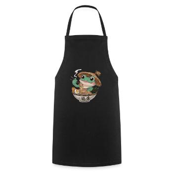 Lustiger Frosch isst Nudeln für einen Nudel Fan - Kochschürze - Schwarz - Vorne - AI Model Male 185 dark (185cm)