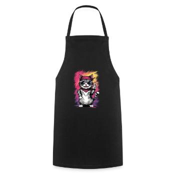 Streetstyle Katze Graffiti Kunst Streetart - Kochschürze - Schwarz - Vorne - AI Model Male 185 dark (185cm)